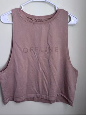 Offline aerie cream color Women’s muscle  Crop Tank Top